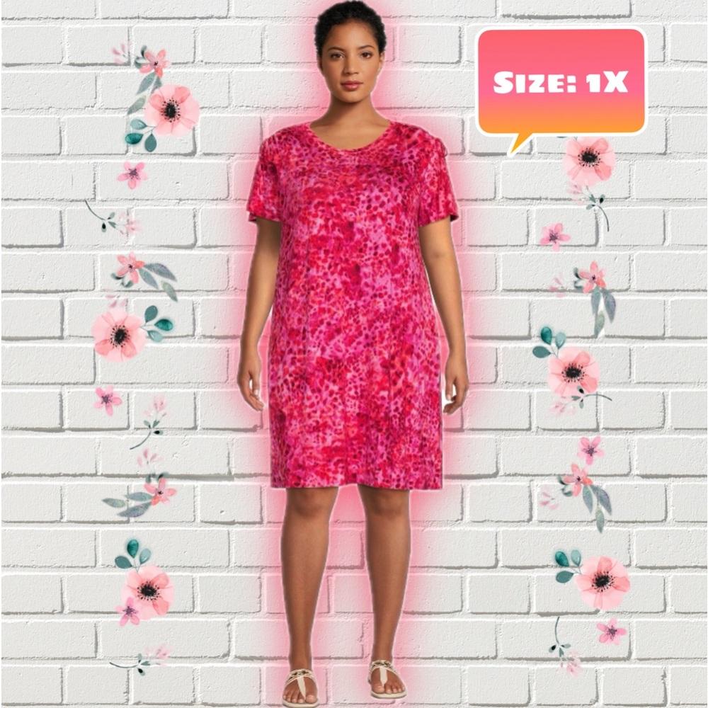 Terra & Sky Women's Plus Size Ruched Shoulder Knit Dress